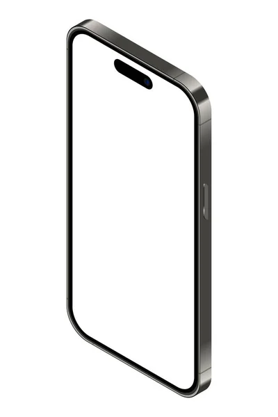Modèle Réaliste Smartphone Smartphone Isométrique Téléphone Portable Avec Écran Blanc — Image vectorielle