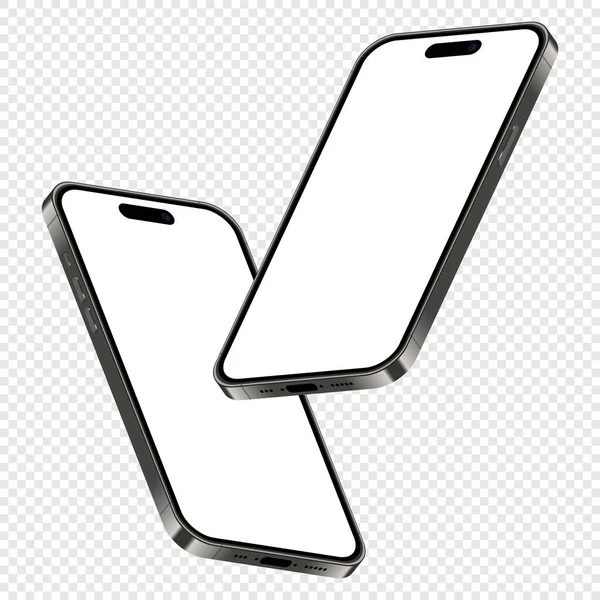 Realisztikus Okostelefon Mockup Izometrikus Okostelefon Készlet Mobiltelefonok Üres Képernyővel Vektorillusztráció — Stock Vector