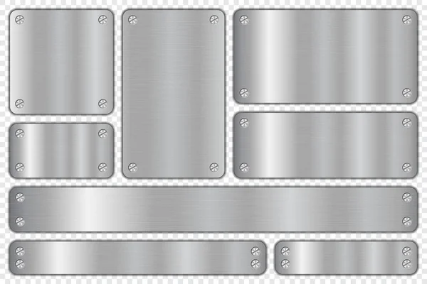 Schilderrahmen Aus Gebürstetem Stahl Mit Metallschrauben Realistische Gebürstete Metallplatte Metallplatten — Stockvektor