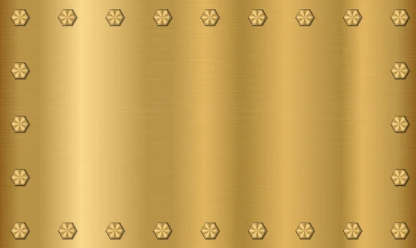 Goldener Metallhintergrund Mit Schrauben Goldplatte Mit Schrauben Metallischer Textureffekt Stahl — Stockvektor