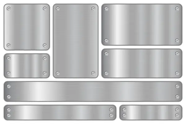 Geborsteld Stalen Frame Met Metalen Schroeven Realistische Metalen Borstelplaat Metalen — Stockvector