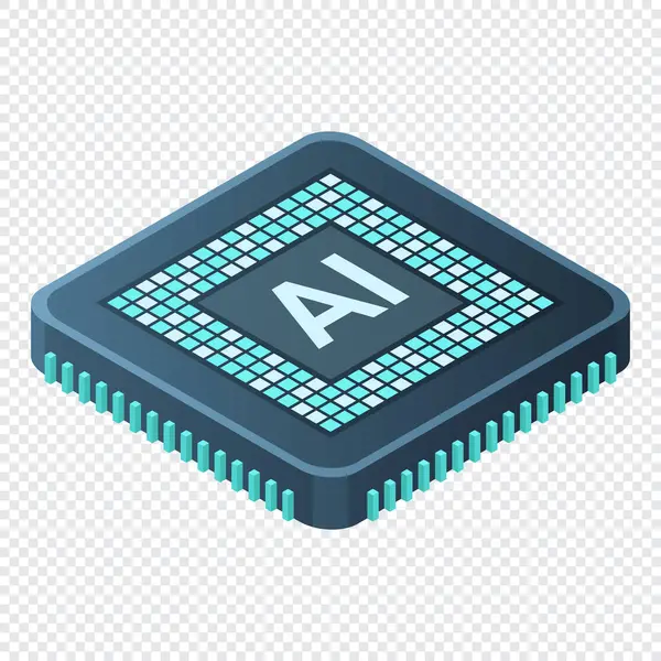 Conceito Isométrico Chip Inteligência Artificial Conceito Inteligência Artificial Processador Microchips — Vetor de Stock