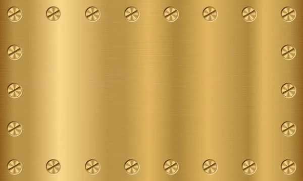 Золотой Металлический Фактурный Фон Винтами Золотая Пластина Винтами Стальной Фон — стоковый вектор