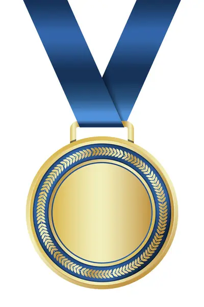 Medalla Oro Medalla Realista Medalla Oro Con Cinta Premio Ganador — Vector de stock