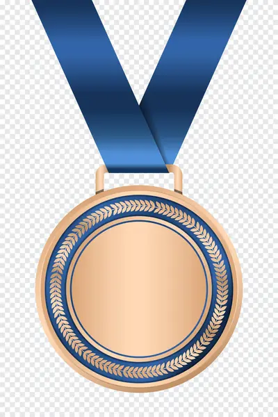 Medalla Bronce Medalla Realista Medalla Bronce Con Cinta Premio Ganador — Vector de stock