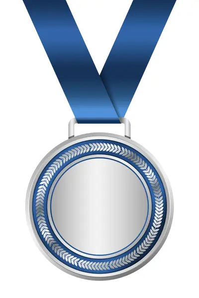 Zilveren Medaille Realistische Medaille Zilveren Medaille Met Lint Prijs Voor — Stockvector