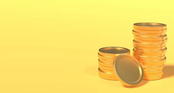 Stack of golden coins. 3D gold coins. Money growth gold coins. Finance and investment concept. 3D rendering
