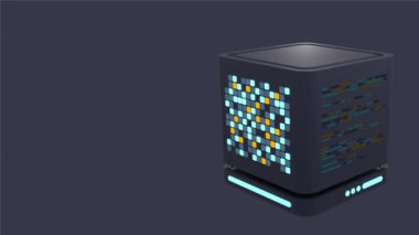 3 boyutlu sunucu animasyonu. Bilgisayar sunucusu 3D görüntüleme. Bulut hesaplama