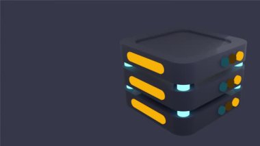 3 boyutlu sunucu animasyonu. Bilgisayar sunucusu 3D görüntüleme. Bulut hesaplama