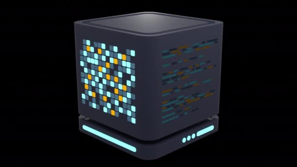 3Dサーバーアニメーション コンピュータサーバー3Dレンダリング クラウドコンピューティング アルファチャンネルによる透明な背景 — ストック動画