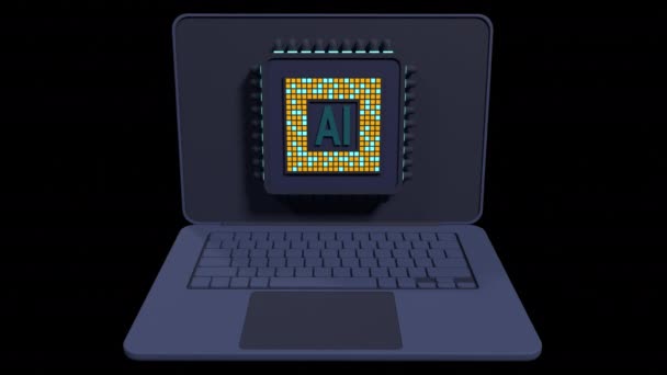 Renderizar Computador Portátil Com Animação Microchip Conceito Hardware Chip Microchip — Vídeo de Stock