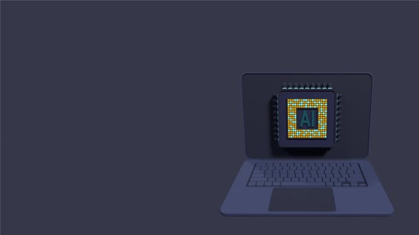 Render Laptop Computer Met Microchip Animatie Chip Hardware Concept Futuristische — Stockvideo