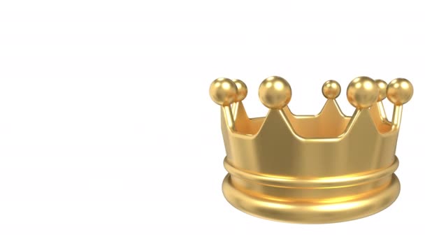 Gold Crown Animation Shiny Gold Crown Royal Majesty Symbol Seamless — Stock Video
