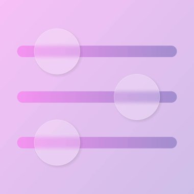 Cam morfizm tarzı simge ayarlanıyor. Simge şeffaf cam ayarlanıyor. Simge mor gradyan ile ayarlanıyor