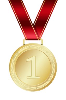 Altın madalya. Kırmızı kurdeleli altın madalya. Tasarım ödüllü altın madalya. Şampiyon ödül madalyası