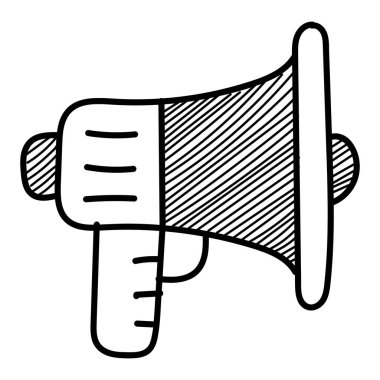 Megafon simgesi. Dijital pazarlama konsepti. Megafon karalama el çizimi simgesi. Dijital pazarlama simgesi elle çizim sembolü