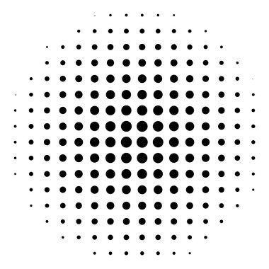 Soyut yarım ton tasarım öğesi. Siyah yarım ton noktalar. Yarım ton daire çiz. Noktalı daireleri özetle