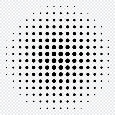 Soyut yarım ton tasarım öğesi. Siyah yarım ton noktalar. Yarım ton daire çiz. Noktalı daireleri özetle