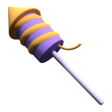 Üç boyutlu bir havai fişek gösterimi. Renkli havai fişekler. Tek bir havai fişek. Çizgi film yaratıcı tasarım ikonu izole edildi. 3B resimleme