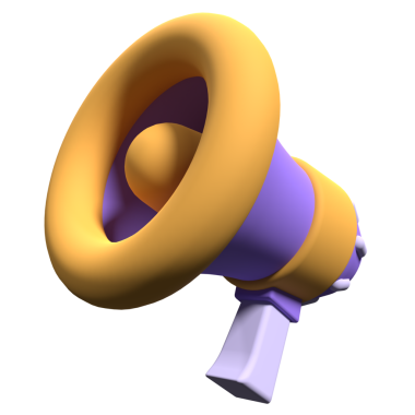 Megafon 3d resim çizimi. Gramofon ikonu. Şeffaf arkaplanda 3 boyutlu megafon canlandırması. 3d resimleme