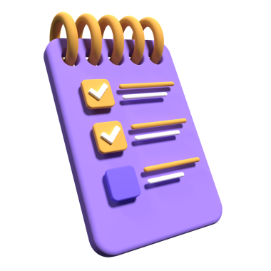 Şeffaf arkaplanda kontrol listesi olan pano. 3D pano görev planı yönetimi. Not defteri simgesi. 3d resimleme