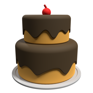 Şeffaf arkaplanı olan üç boyutlu pasta. Gerçekçi doğum günü pastası. Tatil yemeği. Çizgi film yaratıcı tasarım ikonu. 3B Hazırlama