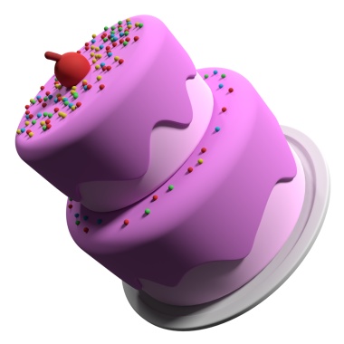 Şeffaf arkaplanı olan üç boyutlu pasta. Gerçekçi doğum günü pastası. Tatil yemeği. Çizgi film yaratıcı tasarım ikonu. 3B Hazırlama