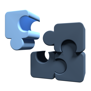 Şeffaf arkaplanda 3 boyutlu yapboz parçaları. Birleşmiş dört bulmaca. Takım çalışmasının sembolü. İş konsepti. 3d resimleme