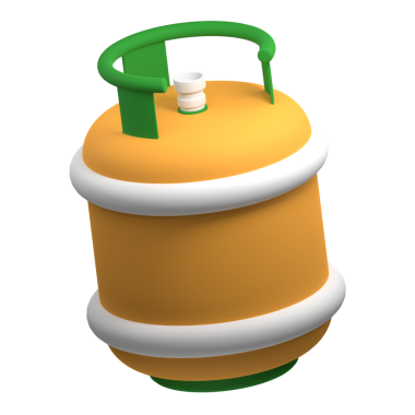 Gaz silindiri 3D render tasarımı. Yakıt deposu. 3d resimleme