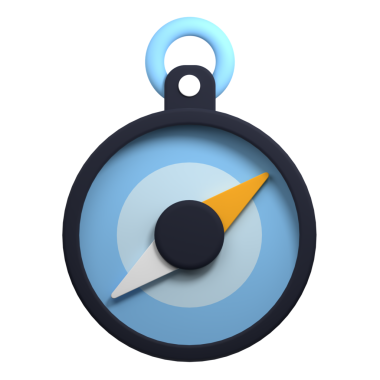 Pusula 3D canlandırma simgesi. Navigasyon pusula simgesi. 3d resimleme