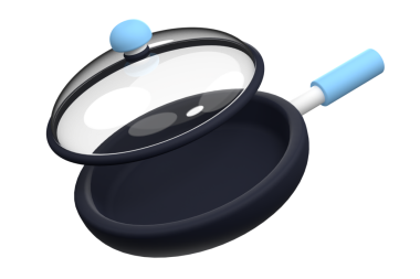 Şeffaf arkaplanda tava 3 boyutlu resimleme. 3D kızartma tavası alet ikonu. 3d resimleme