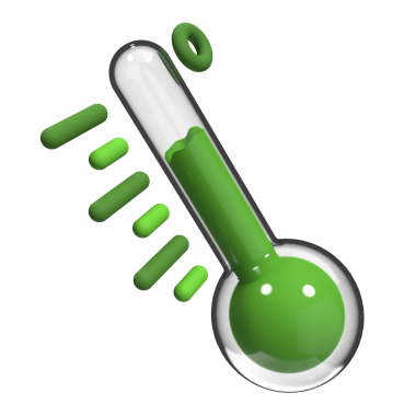 Termometrenin 3 boyutlu görüntüsü. Üç boyutlu cam termometre. Ekoloji teması. 3d resimleme