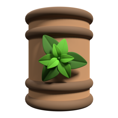 3D biyo yakıt varili. Biyolojik yakıt varili ikonu. Sürdürülebilir enerji konsepti. 3d resimleme