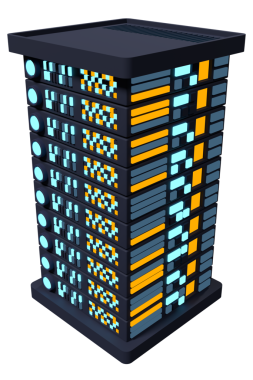 3 boyutlu sunucu. Ağ sunucu odası. Üç boyutlu bilgisayar ekipmanı. Depo veritabanı. Isometric sunucusu. 3B görüntüleme