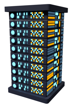 3 boyutlu sunucu. Ağ sunucu odası. Üç boyutlu bilgisayar ekipmanı. Depo veritabanı. Isometric sunucusu. 3B görüntüleme