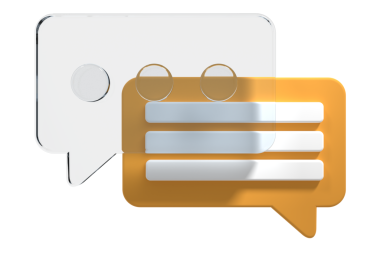 Üç boyutlu konuşma balonu simgesi. Boş konuşma balonu. Sohbet 3D görüntüleme. Sosyal medya bilgilendirme simgesi. Cam morfizm tarzı. 3B görüntüleme