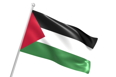 Filistin bayrağı sallıyor. Filistin 'in 3D bayrağı. 3B görüntüleme