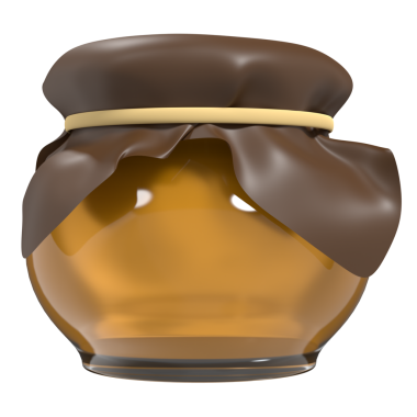 Ballı cam kavanoz. Bal reçeli kutusu. Bal reçeli. 3B görüntüleme