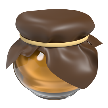 Ballı cam kavanoz. Bal reçeli kutusu. Bal reçeli. 3B görüntüleme