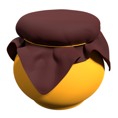 Ballı cam kavanoz. Bal reçeli kutusu. Bal reçeli. 3B görüntüleme