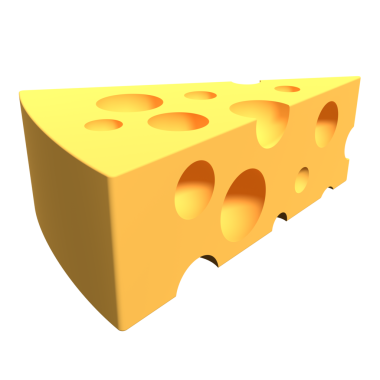 Peynir ikonu parçası. Bir peynirin 3 boyutlu görüntüsü. Peynir konsepti. 3B görüntüleme