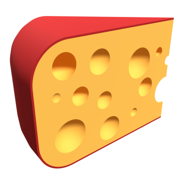 Peynir ikonu parçası. Bir peynirin 3 boyutlu görüntüsü. Peynir konsepti. 3B görüntüleme