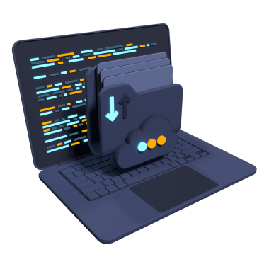 Dizüstü bilgisayardaki 3D dosya dizini. Laptop ve dosyalar. Belge klasörü. Depo paylaşımı verileri. 3d resimleme