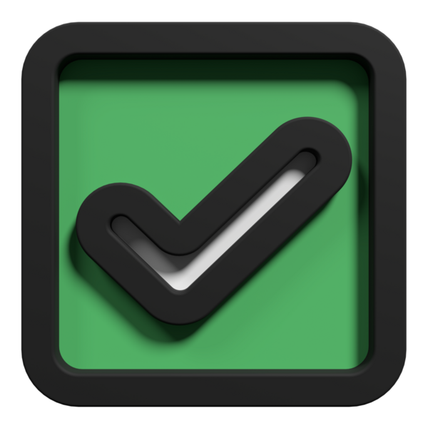 İşaretin 3 boyutlu görüntüsü. Doğru sembol gibi. 3D doğrulama simgesi. 3d resimleme