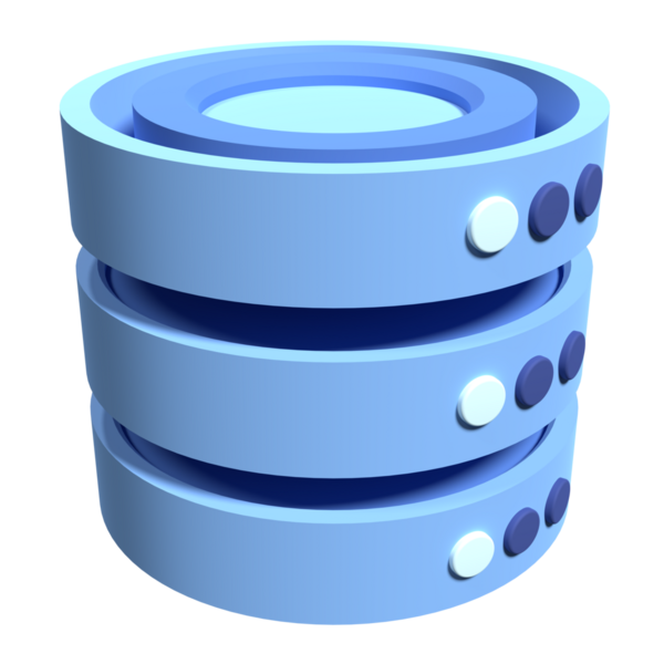 Veritabanının 3 boyutlu görüntüsü. Veritabanı sunucusu 3d render simgesi. Ağ ve veritabanı. Bilgisayar teknolojisi. 3d resimleme