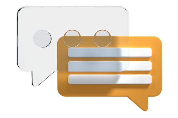 Üç boyutlu konuşma balonu simgesi. Boş konuşma balonu. Sohbet 3D görüntüleme. Sosyal medya bilgilendirme simgesi. Cam morfizm tarzı. 3B görüntüleme