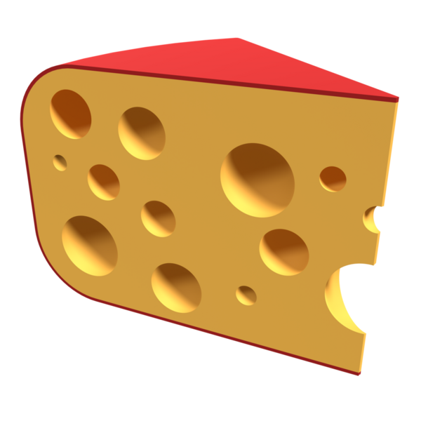 Peynir ikonu parçası. Bir peynirin 3 boyutlu görüntüsü. Peynir konsepti. 3B görüntüleme