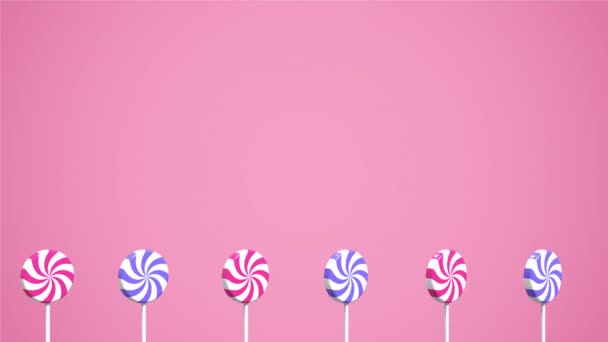 Animação Pirulito Espiral Lollipop Animação Stick Doces Retorcidos Riscas Mova — Vídeo de Stock