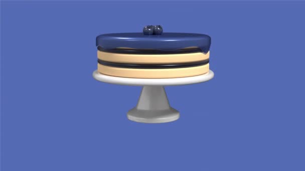 Cake Animation Blueberry Jam Blueberry Cake Cake Liquid Blue Berry — Stock Video
