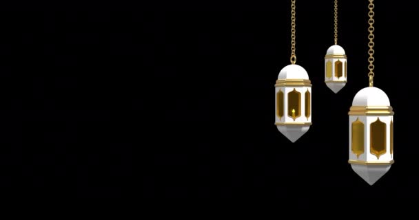 ラマダンキャンドルランタンアニメーション イスラムのランタンライトのアニメーションビデオ 4Kシームレスループビデオ映像 アルファチャンネルによる透明な背景 — ストック動画
